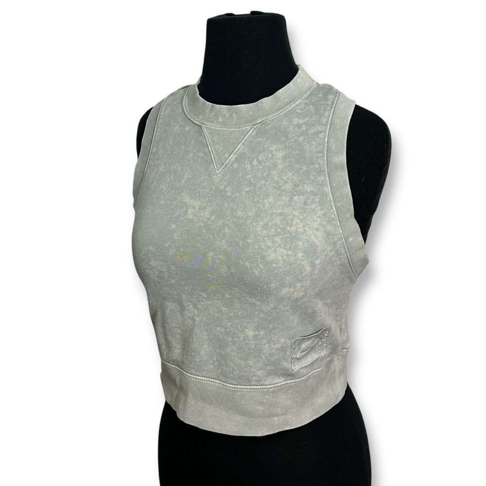 Nike Acid Wash Cropped Tank Top Sleeveless Athletic‎ Workout Crop Grey XS